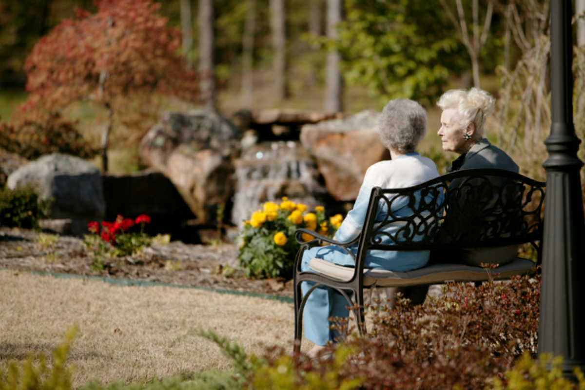 Residents enjoying the garden together
