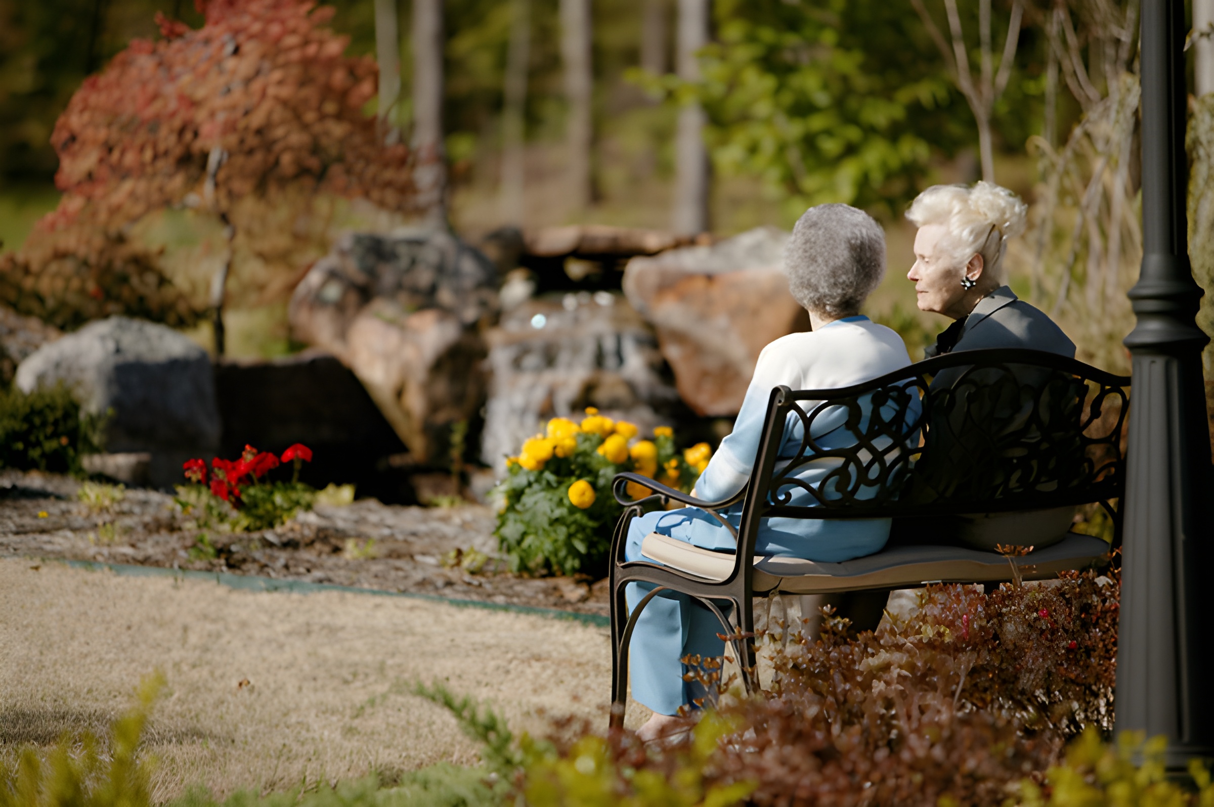 Residents enjoying the garden at Eagle Mountain